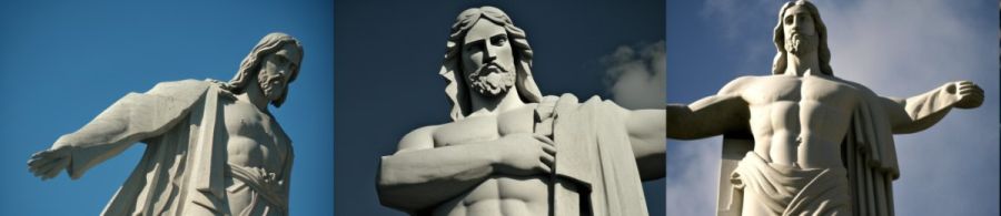 Christus der Erloser-Statue Rio de Janeiro Brasilien: Eine 30 Meter hohe Statue auf einem Berg über Rio de Janeiro, die Christus darstellt. (c) 2023 Midjourney AI, Lizenz: CC BY-NC 4.0
