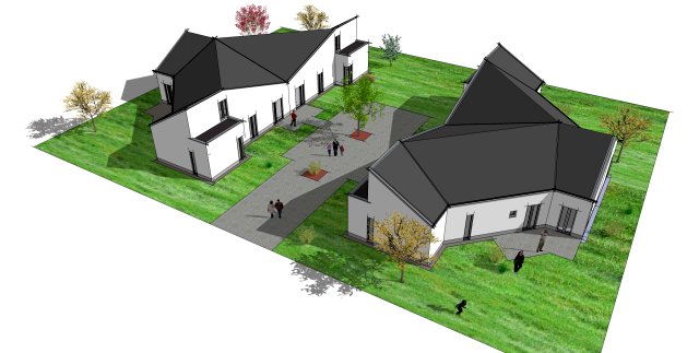 Bild von Helmuth Plecker - Titel: Das Vallion: Eine Hausgruppe mit vier ebenerdigen Bungalows Bild von Helmuth Plecker - Titel: Das Vallion: Eine Hausgruppe mit vier ebenerdigen Bungalows